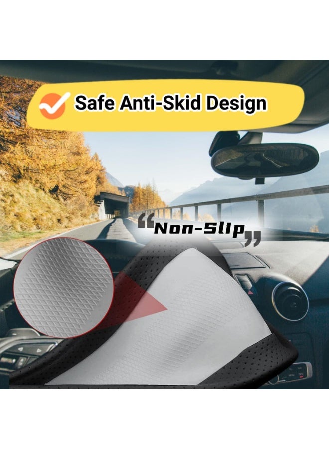 Steering Wheel Cover Compatible with Toyota RAV4 2001-2023, Breathable Premium Leather Car Steering Wheel Cover, Anti-Slip Design, A-Style - Image 3